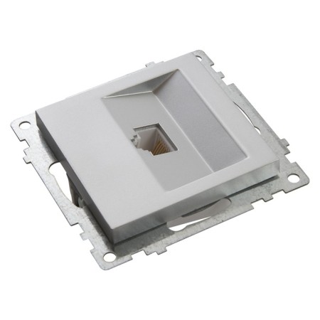 Computer outlet 1-seater RJ-45 (mechanism), Stekker series Katrin, GLS00-7107-03, silver 1022441-3