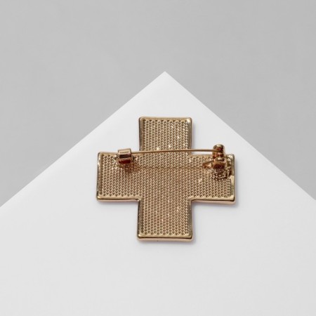 Brooch "Medicine" Cross, red color in gold-1