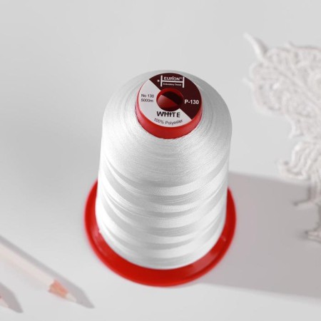 Embroidering threads, No. 130, 5000 m, white color No. 1301-2
