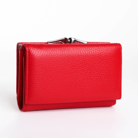 Women's wallet on the button, red color