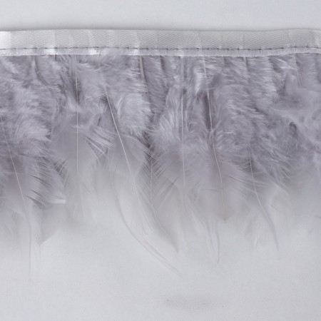 Braid with feathers of a rooster, 10-15 cm, 5 ± 0.5 m, the color is light gray-2