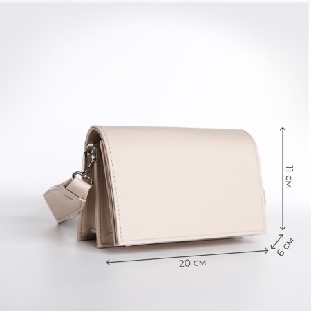 Women's bag Textura, messenger, small size, beige color-1