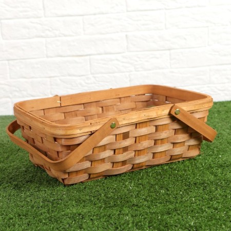 Basket "Lukoshko", 31.5 × 21.5 × 12/25.5 cm, nut, veneer-1