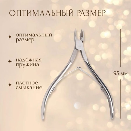 Manicure nippers for cuticle, double spring, 9.5 cm, blade length - 8 mm, silver color-1