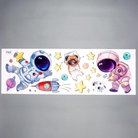 Sticker Plastic Interior color "Cosmonauts with a dog" 30x90 cm-1
