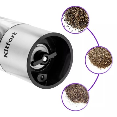 A set of electric mills KitFort KT-6011, gravitational, metal, from batteries, 2 pcs-2
