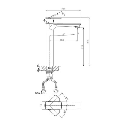 Mixer for the shell Rush Bruny BR4335-11, single-leaf, chrome-1