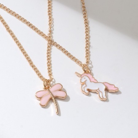 Set 2 Kulons "Centure" Butterfly and a unicorn, the color is pink-white in gold, 40 cm