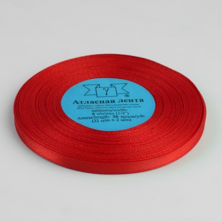 Satin tape, 6 mm × 33 ± 2 m, color red No. 026-1