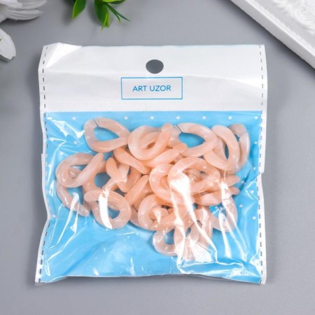 Decor for creativity Plastic "Ring for the chain" Pastel peach set 25 pcs 2.3x1.65 cm-3