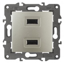 USB charger device, 230V/5V-2100MA, IP20, ELEGANCE ERA, Champagne