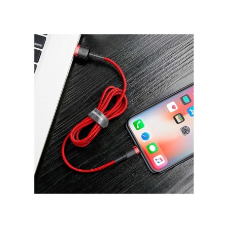 Baseus cable, Lightning - USB, 2.4 A, PVC braid, 1 m, black and red-7