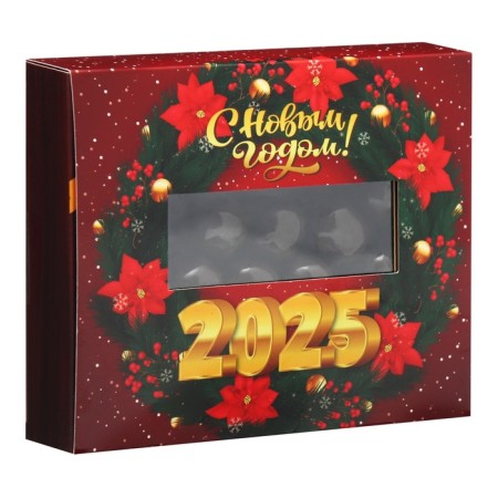 New Year. Chocolate dragee "Raspberry in dark chocolate" Wreath 100 g-1