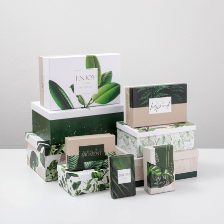 Set of boxes 10 in 1, gift packaging, “Green”, 12 x 7 x 4 - 32.5 x 20 x 12.5 cm-1