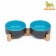 Double ceramic bowls on a stand of 2 x 450 ml 28.5 x 15.5 x 7 cm, gray/blue