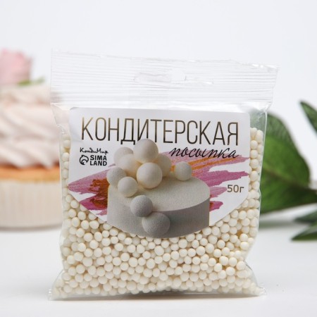 Sprinking confectionery with a soft center "Snow White", 2-5 mm, 50 g-1
