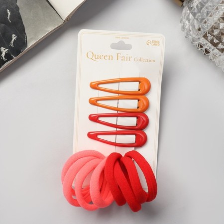 Hair set "Mira" (4 invisibility-5 cm, 8 elastic bands-3.5 cm) red