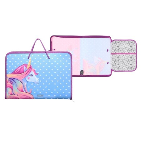A4 labor folder with handles, 325 x 230 x 25 mm, zipper around, folding bar, plastic, PTR-6 calligrata "unicorns"-1