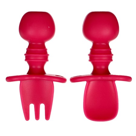 Set of children's cutlery, fork, spoon, pink color-3