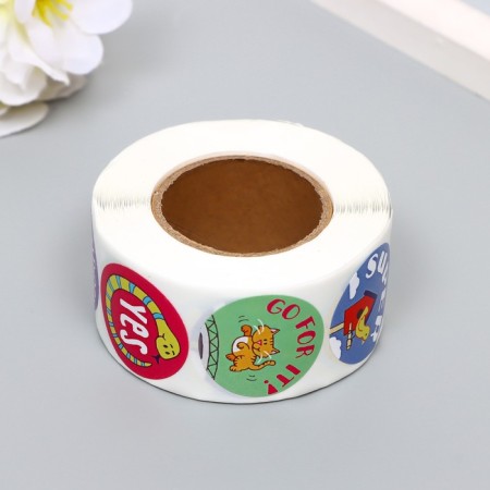 Stick Paper "Motivating animals" d = 2.5 cm 500 pcs in a roll 3x6x6 cm-3