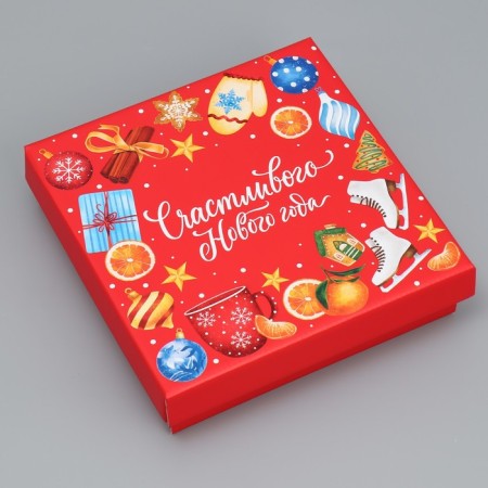 Folding box "Happy New Year", 20 x 20 x 5 cm, New Year-1