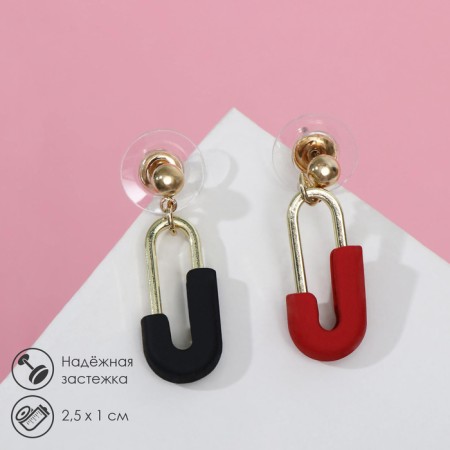 Earrings Assorted "Magnets" attraction, red-black color in gold