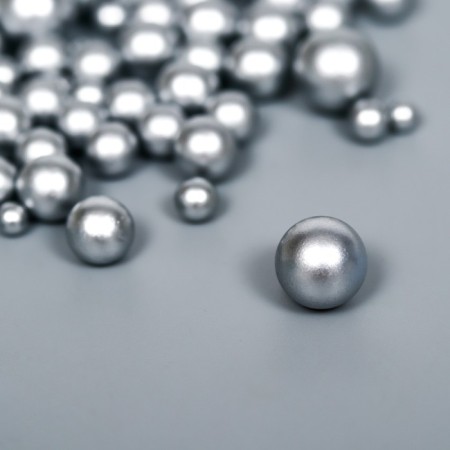 Decor for creativity plastic "Balls. Matte silver" d = 3-8 mm, set 10 grams-1