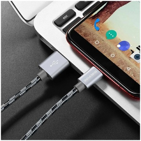 Cable Borofone BX24, Type -C - USB, 3 A, 1 m, nylon braid, gray-4