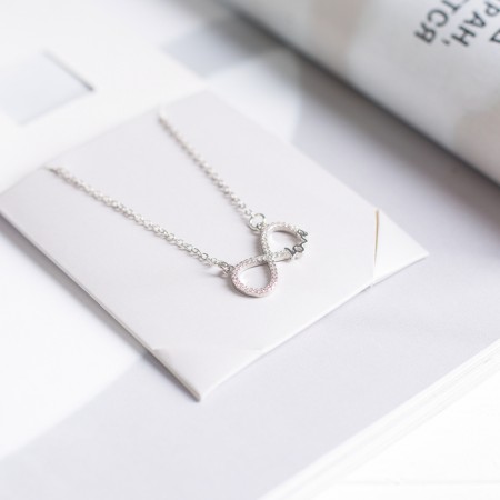 Pendant “Give Happiness” Zircon, Infinity, white in silver, 45 cm-4