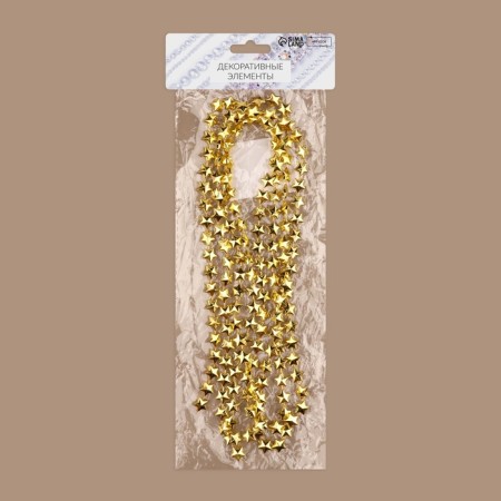 Beads on the threads "Stars", 10 mm, 2 m, gold color-2