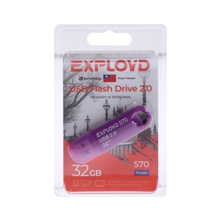 Flashka Exployd 570, 32 GB, USB2.0, Thu up to 15 MB/s, PLO up to 8 MB/s, purple