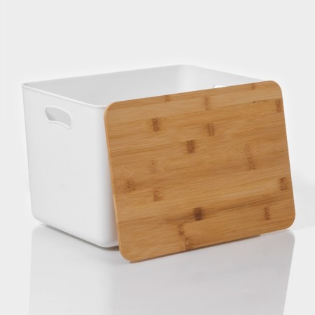 Storage container with lid and handles LadoM "Naturel", 36 × 25 × 24.5 cm, white color-4