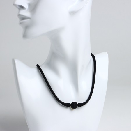 Set 2 objects: chocker, lava bracelet rubber, black color-4