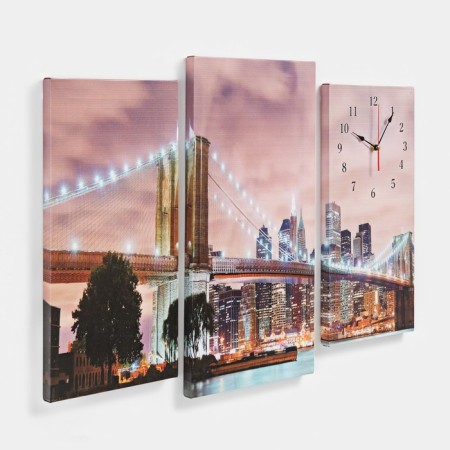 Carty clock is wall-mounted, modular "luminous bridge", silent, 60 x 80 cm, triptych-1