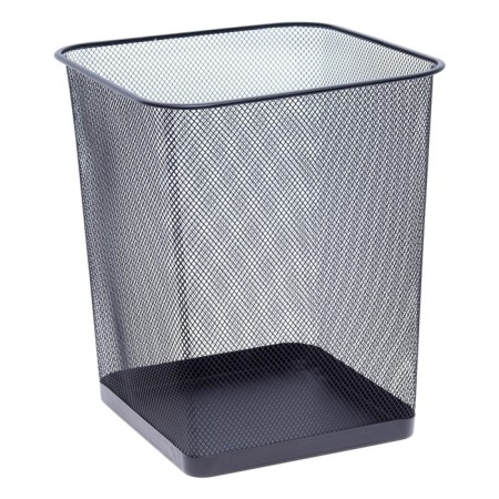 Paper basket, metallic, square, black grid-1