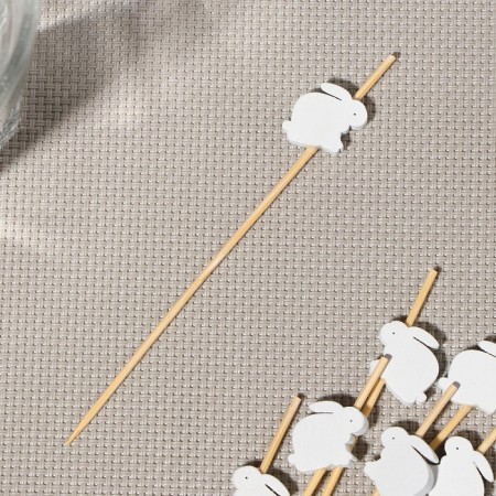Skewers "Easter rabbits", 12 cm, set 25 pcs, white color