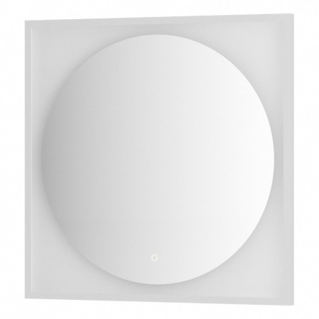 Mirror in a baguette frame with an extension of 18 W, 80x80 cm, sensory switch, neutral white with