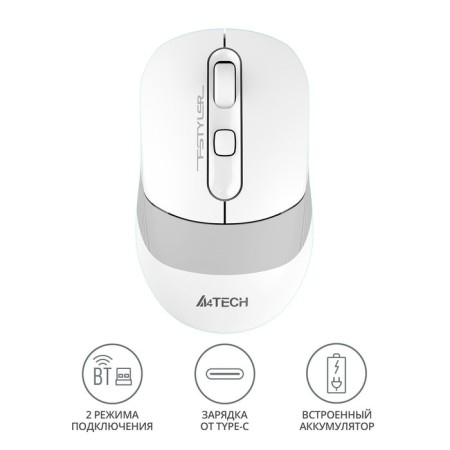 Mouse A4Tech FSTYLER FB10C White/Gray optical (2400DPI) Wireless BT/Radio USB (4BUT) 102939-1