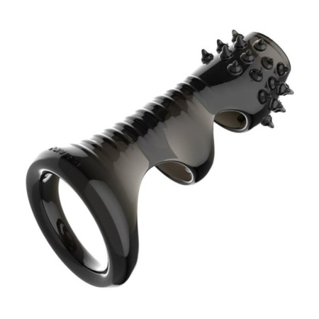 Nozzle on the penis of the oksa, massage, embossed, with antennae, silicone, black-1