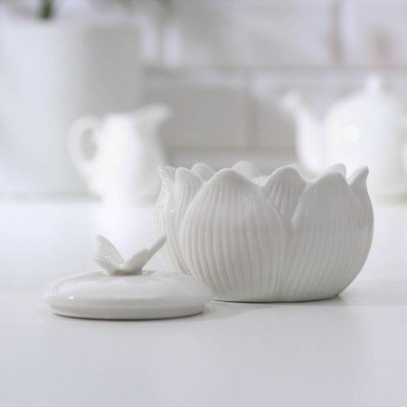 Ceramic "flower" sugar tower, white color-1