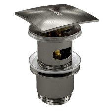 Донный клапан для раковины WasserKRAFT A167, Push-up, перелив, латунь, "оружейная сталь"