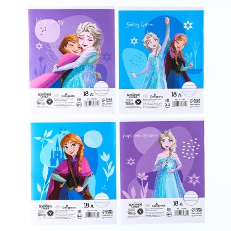 Notebook in a ruler of 18 sheets, 4 types of mix, cover covered paper, cold heart-3