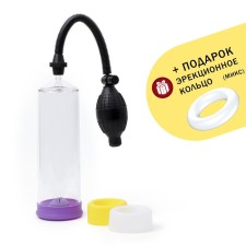 Pump for penis of the oki, vacuum, pear, ABS plastic, 23 cm, transparent