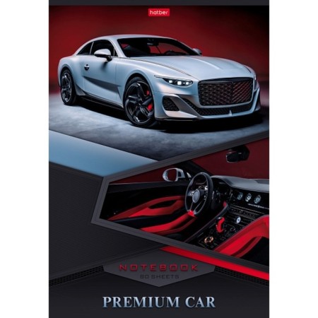 A4 notebook, 80 sheets in the premium car cage, covered cardboard, glossy lamination, block 65 g/m2, 3v mix