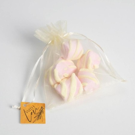 Gift organza bag, milk "with love", with a nameplate, 10 x 12 cm +/- 1.5 cm