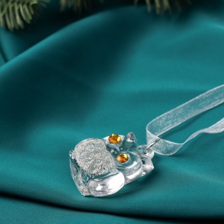 Jewelry decoration "owls" (set of 3 pcs) 3.5x3 cm, transparent-1
