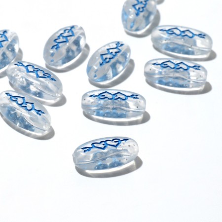 Acrylic bead "Hearts with an arrow", 18 × 6 mm, set 10 g, blue color-1