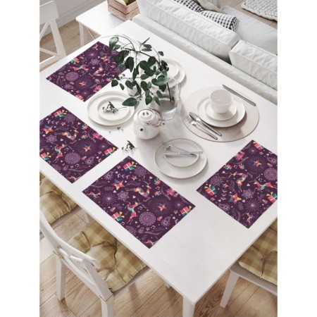 A set of napkins for setting the New Year Deer table, rectangular, size 32x46 cm, 4 pcs