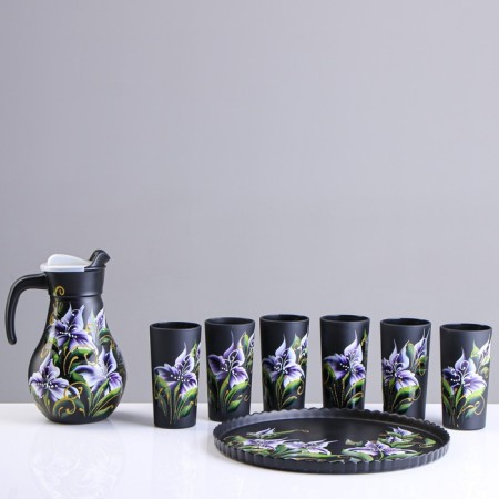 Set for juice with tray "Iris" Art painting, 6 glasses 1250/200 ml