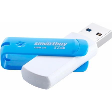 Flash drive Smartbuy Diamond, 32 GB, USB 3.0, threes up to 130 Mb/s, PBLD up to 10 Mb/s, blue-white